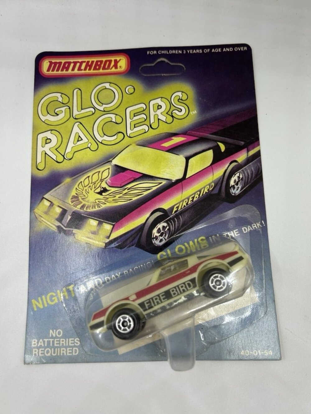 1982 Matchbox Glo Racers  1 Glow in Dark Firebird 1/64 HTF Rare Unpunched Carded